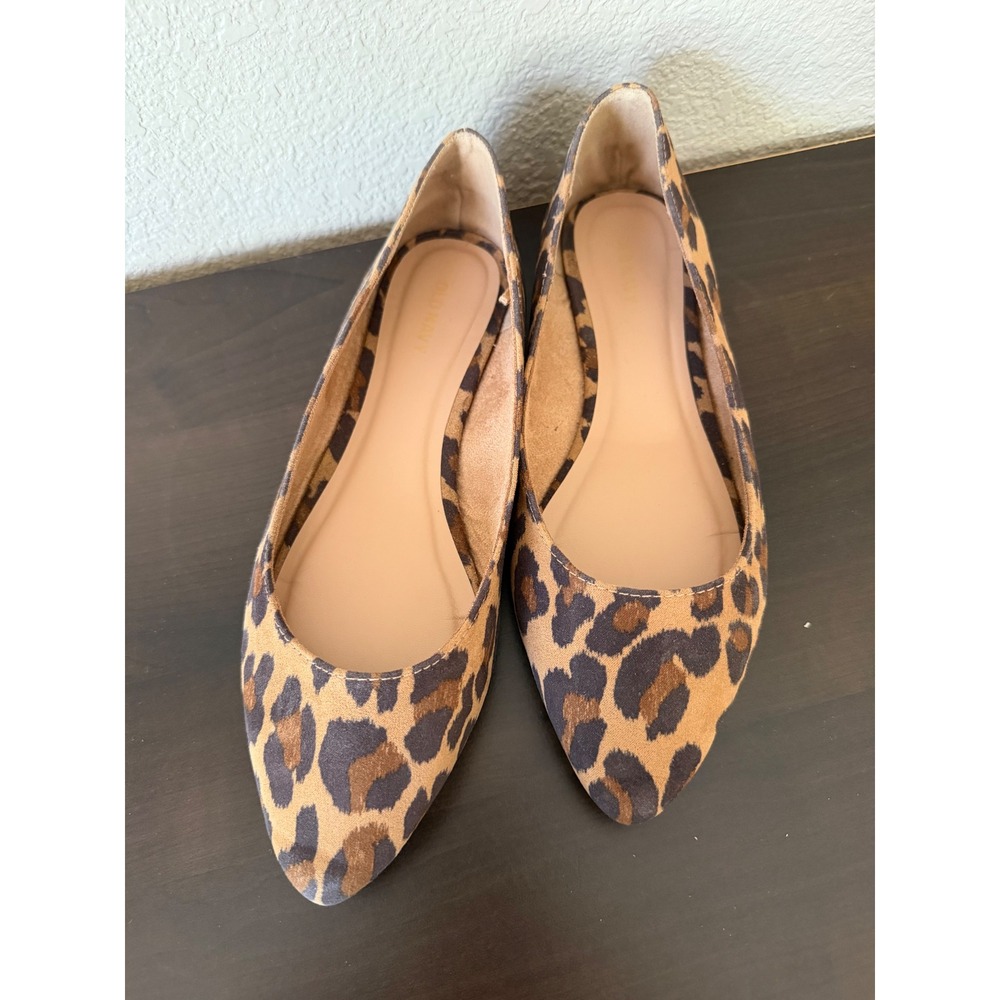 Old Navy Womens Leopard Print Pointed Toe Ballet Flats Brown Animal Print Size 8